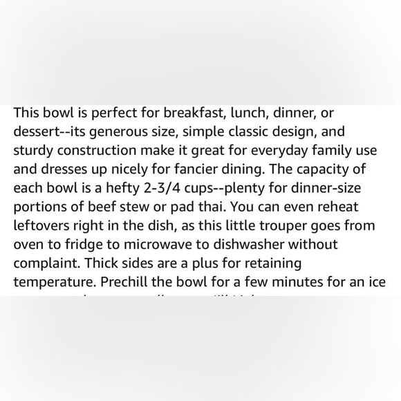 BIA Cordon Bleu Bowls 24 Oz Each Set Of 2  White Porcelain Micro Oven Dishwasher - Picture 10 of 11